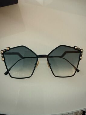 Black Geometric Women's Sunglasses with Stud Accents